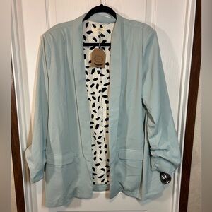 Kori Soft Blue Open Front Blazer - Size 1X - NWT
